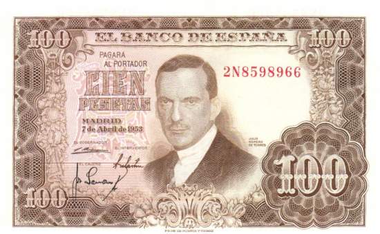 100 Pesetas 7.4.1953